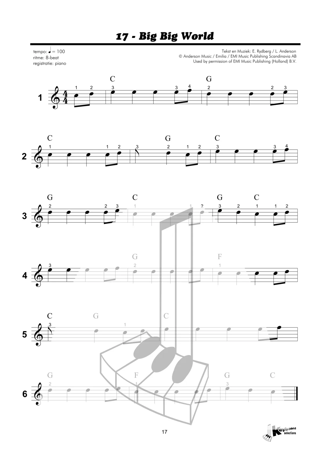 Voorbeeldpagina uit Keyboard Selections 1