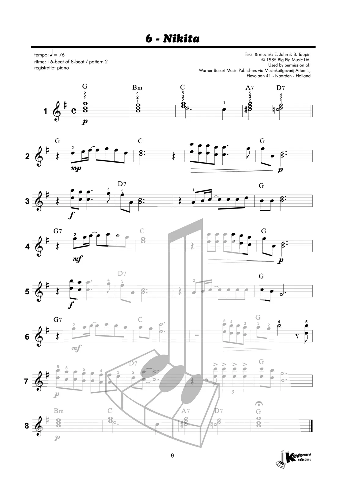 Voorbeeldpagina uit Keyboard Selections 6