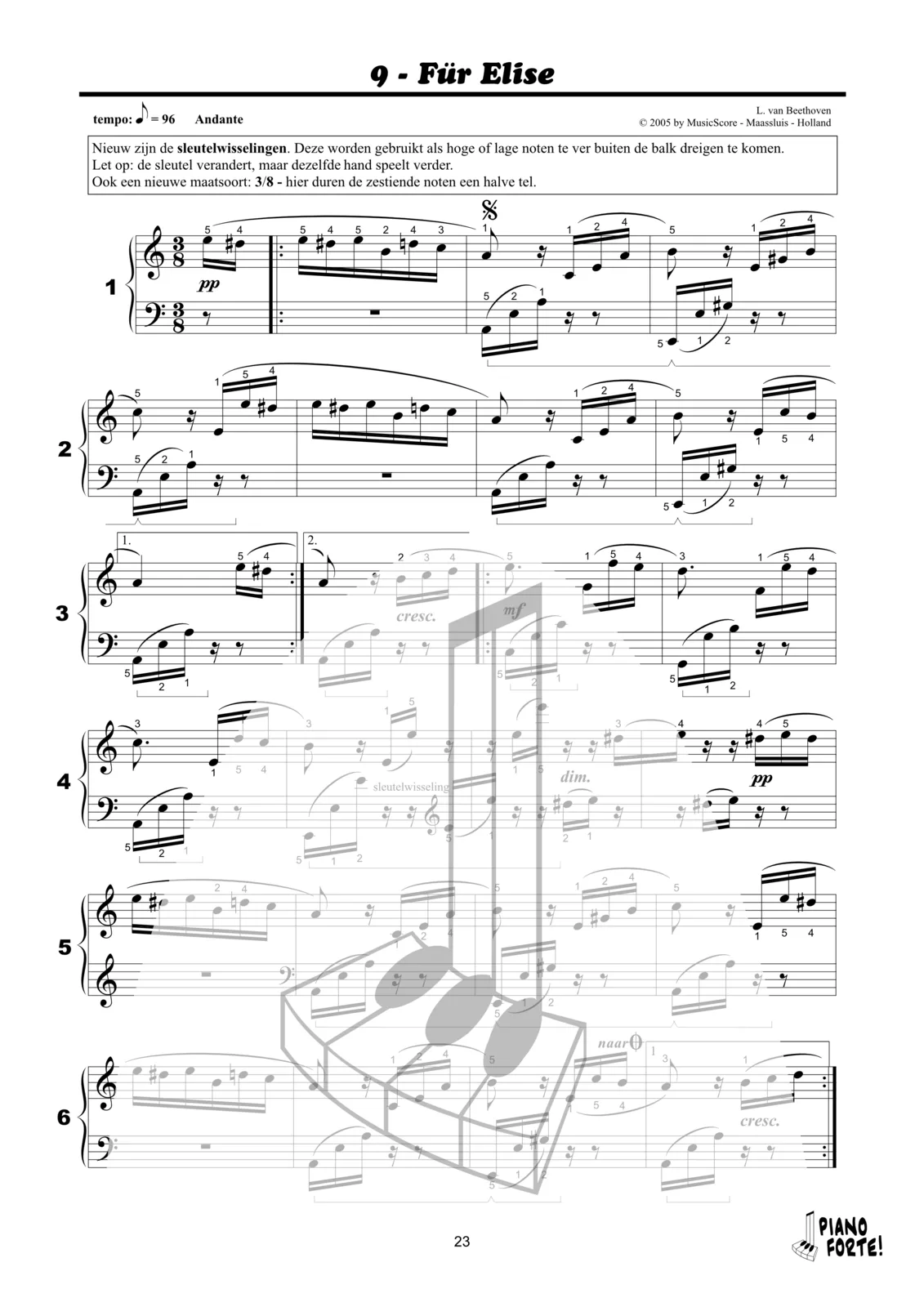 Voorbeeldpagina uit Piano Forte! 6